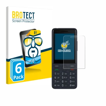 Front side of a product packaging with the brand logo BROTECT. Next to it is the device TCL Onetouch 4022s shown with the corr