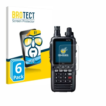 Front side of a product packaging with the brand logo BROTECT. Next to it is the device Yaesu FTA-850L shown with the correspo