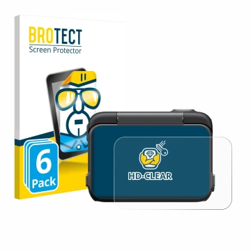 Front side of a product packaging with the brand logo BROTECT. Next to it is the device Insta360 Ace Pro shown with the corres