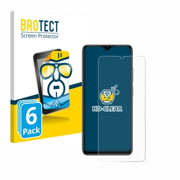 Front side of a product packaging with the brand logo BROTECT. Next to it is the device ZTE Blade A73 shown with the correspon