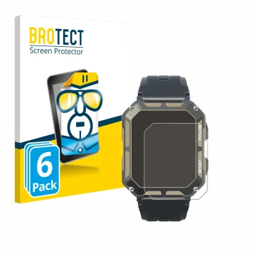 Front side of a product packaging with the brand logo BROTECT. Next to it is the device Blackview C20Pro 1.83