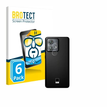Front side of a product packaging with the brand logo BROTECT. Next to it is the device Motorola Edge 40 Neo (ONLY Camera Lens
