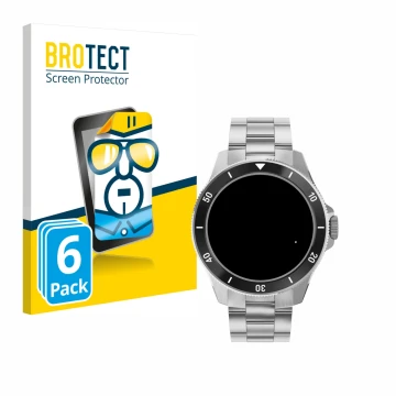 Front side of a product packaging with the brand logo BROTECT. Next to it is the device Withings ScanWatch Nova (42 mm) shown 