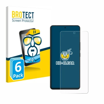 Front side of a product packaging with the brand logo BROTECT. Next to it is the device ASUS ROG Phone 8 shown with the corres