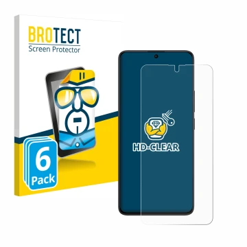 Front side of a product packaging with the brand logo BROTECT. Next to it is the device Xiaomi Redmi Note 13 Pro 5G shown with