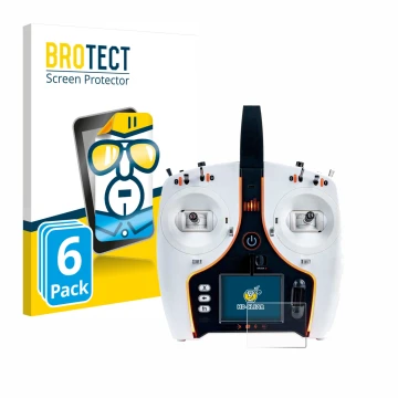Front side of a product packaging with the brand logo BROTECT. Next to it is the device Spektrum NX7e shown with the correspon