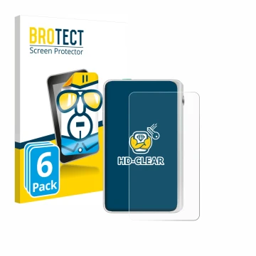 Front side of a product packaging with the brand logo BROTECT. Next to it is the device Timekettle Fluentalk T1 Mini shown wit