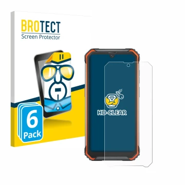 Front side of a product packaging with the brand logo BROTECT. Next to it is the device Blackview BV7200 shown with the corres