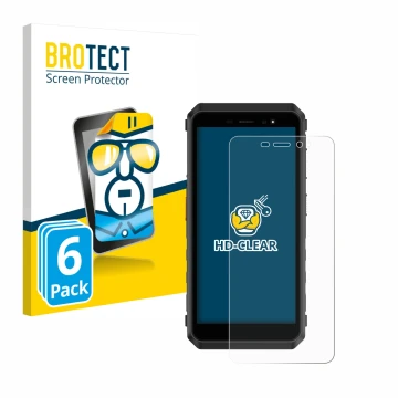 Front side of a product packaging with the brand logo BROTECT. Next to it is the device Ulefone Power Armor X11 Pro shown with