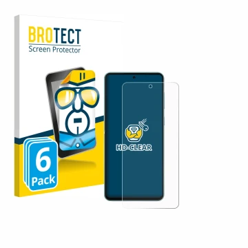 Front side of a product packaging with the brand logo BROTECT. Next to it is the device Samsung Galaxy M55 shown with the corr