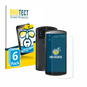 Front side of a product packaging with the brand logo BROTECT. Next to it is the device Urovo DT50 5,7