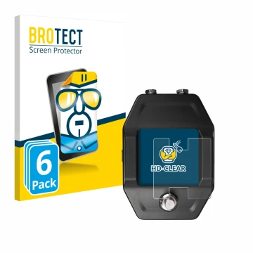 Front side of a product packaging with the brand logo BROTECT. Next to it is the device Shure GLXD16+ shown with the correspon