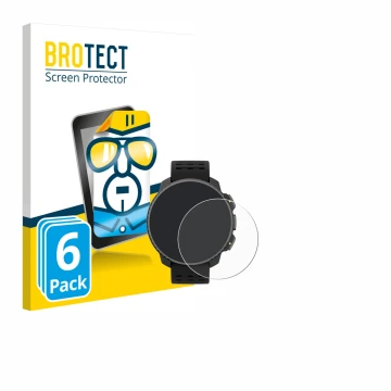 Front side of a product packaging with the brand logo BROTECT. Next to it is the device Suunto Vertical Solar shown with the c