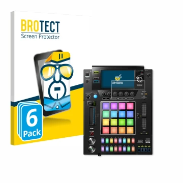 Front side of a product packaging with the brand logo BROTECT. Next to it is the device Pioneer DJS -1000 shown with the corre