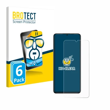 Front side of a product packaging with the brand logo BROTECT. Next to it is the device Oukitel C50 shown with the correspondi