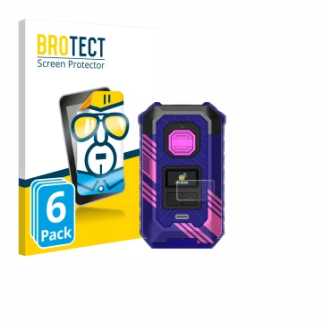 Front side of a product packaging with the brand logo BROTECT. Next to it is the device Vaporesso Armour Max shown with the co