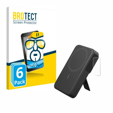 Front side of a product packaging with the brand logo BROTECT. Next to it is the device Anker MagGo shown with the correspondi