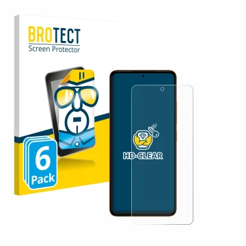 Front side of a product packaging with the brand logo BROTECT. Next to it is the device HMD Pulse shown with the corresponding