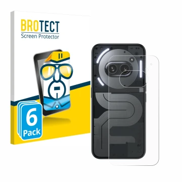 Front side of a product packaging with the brand logo BROTECT. Next to it is the device Nothing Phone (2a) Plus (Back) shown w