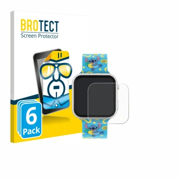 Front side of a product packaging with the brand logo BROTECT. Next to it is the device Disney Stitch LAS4038 shown with the c