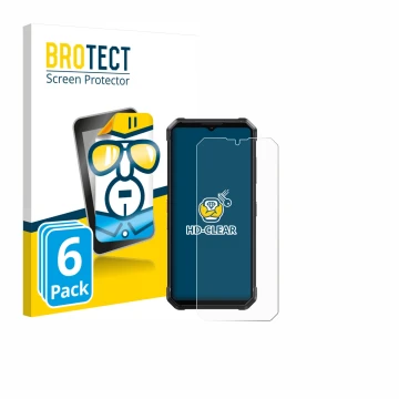 Front side of a product packaging with the brand logo BROTECT. Next to it is the device Fossibot F106 Pro shown with the corre
