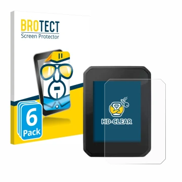 Front side of a product packaging with the brand logo BROTECT. Next to it is the device FIT Display Compact 2.0 shown with the