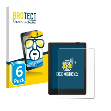 Front side of a product packaging with the brand logo BROTECT. Next to it is the device Boox Go 6 shown with the corresponding