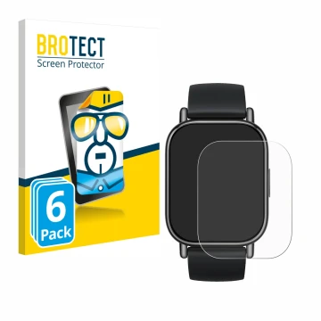 Front side of a product packaging with the brand logo BROTECT. Next to it is the device Xiaomi Redmi Watch 5 Lite shown with t
