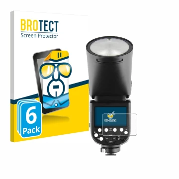 Front side of a product packaging with the brand logo BROTECT. Next to it is the device Godox TT685 II shown with the correspo