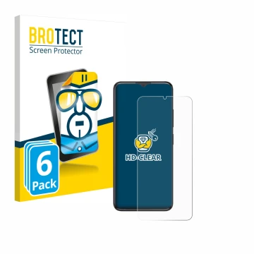 Front side of a product packaging with the brand logo BROTECT. Next to it is the device ZTE Blade A34 shown with the correspon