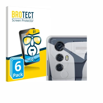 Front side of a product packaging with the brand logo BROTECT. Next to it is the device Cubot Max 5 (ONLY Camera) shown with t