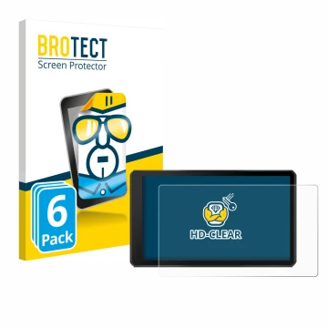 Front side of a product packaging with the brand logo BROTECT. Next to it is the device Garmin Tread 2 Powersport 6