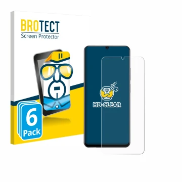 Front side of a product packaging with the brand logo BROTECT. Next to it is the device realme Note 60 4G shown with the corre