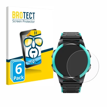 Front side of a product packaging with the brand logo BROTECT. Next to it is the device SaveFamily Slim 4G shown with the corr