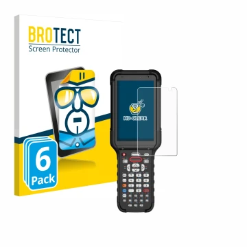 Front side of a product packaging with the brand logo BROTECT. Next to it is the device Honeywell CK67 shown with the correspo