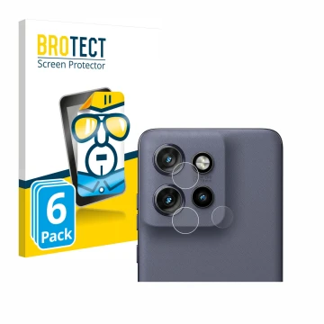 Front side of a product packaging with the brand logo BROTECT. Next to it is the device Motorola Edge 50 Neo (ONLY Camera Lens