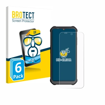 Front side of a product packaging with the brand logo BROTECT. Next to it is the device Sonim XP400 shown with the correspondi