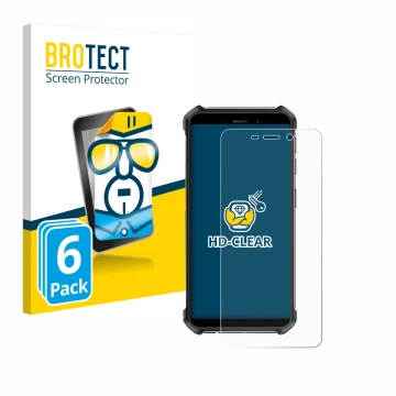 Front side of a product packaging with the brand logo BROTECT. Next to it is the device Ulefone Armor X12 shown with the corre