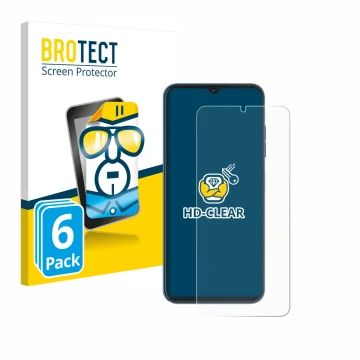 Front side of a product packaging with the brand logo BROTECT. Next to it is the device Hotwav Note 13 Pro shown with the corr