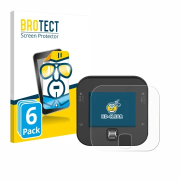 Front side of a product packaging with the brand logo BROTECT. Next to it is the device ISDT Q6 Retro shown with the correspon