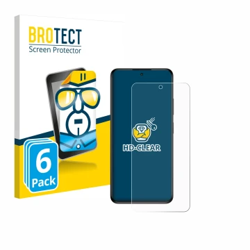 Front side of a product packaging with the brand logo BROTECT. Next to it is the device myPhone N23 Plus shown with the corres