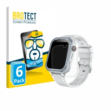 Front side of a product packaging with the brand logo BROTECT. Next to it is the device DDIOYIUR Smartwatch shown with the cor