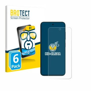 Front side of a product packaging with the brand logo BROTECT. Next to it is the device ZTE Blade V70 shown with the correspon