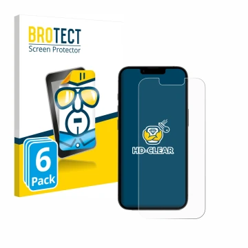 Front side of a product packaging with the brand logo BROTECT. Next to it is the device Apple iPhone 16e shown with the corres
