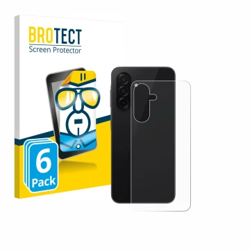 Front side of a product packaging with the brand logo BROTECT. Next to it is the device Samsung Galaxy A26 5G (Back) shown wit