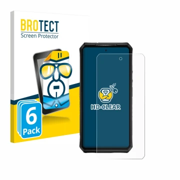 Front side of a product packaging with the brand logo BROTECT. Next to it is the device Ulefone Armor 28 Ultra Thermal shown w