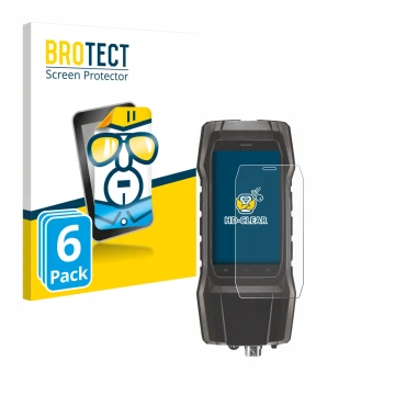 Front side of a product packaging with the brand logo BROTECT. Next to it is the device Testo 300 shown with the corresponding