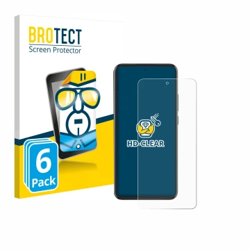 Front side of a product packaging with the brand logo BROTECT. Next to it is the device Oppo Reno 13 Pro shown with the corres