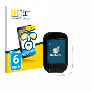 Front side of a product packaging with the brand logo BROTECT. Next to it is the device Decathlon Van Rysel GPS 500 shown with