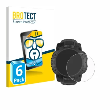 Front side of a product packaging with the brand logo BROTECT. Next to it is the device Garmin Instinct 3 Solar Tactical Editi